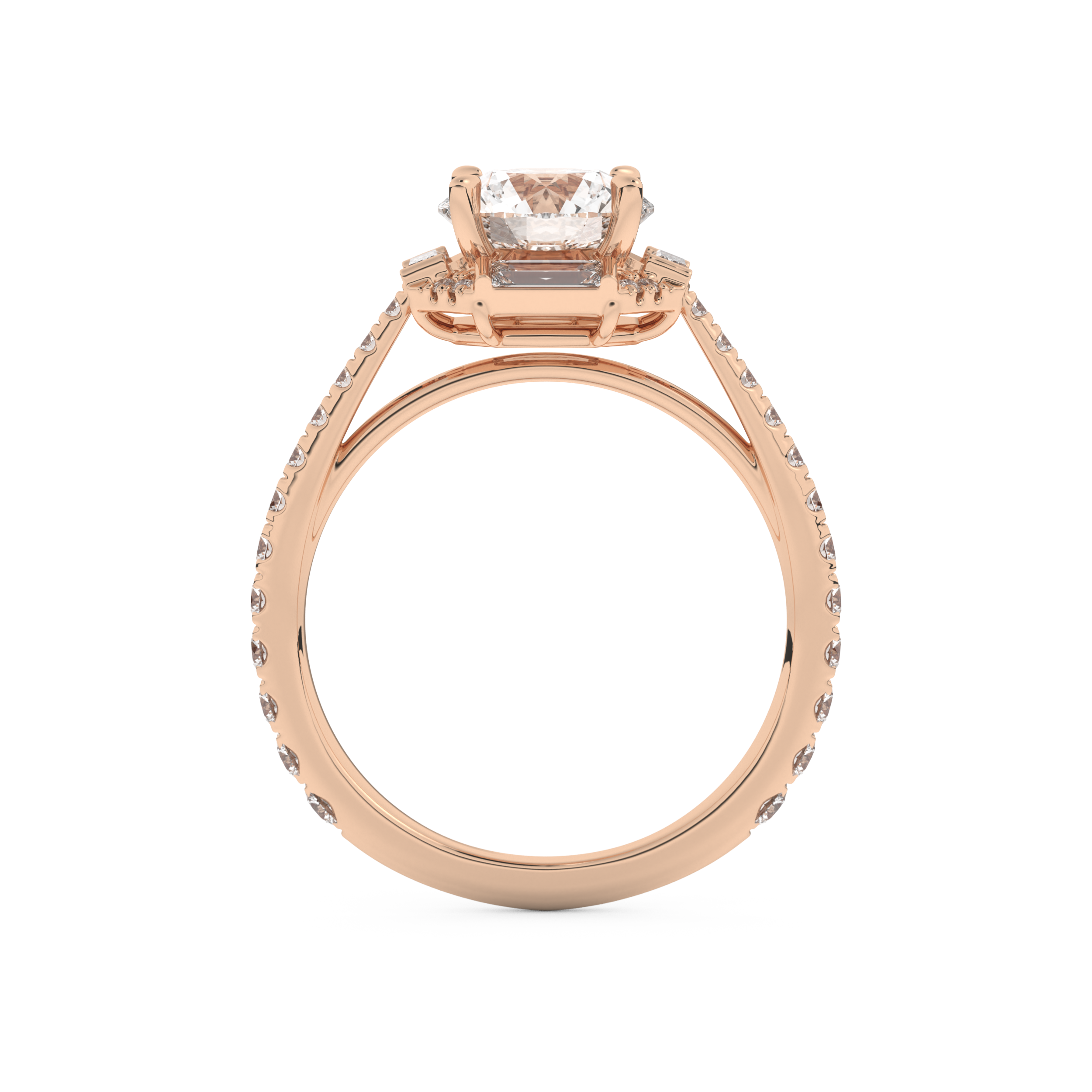 Round Cut 1.52 Carat Moissanite Ring – Cluster Setting in Gold