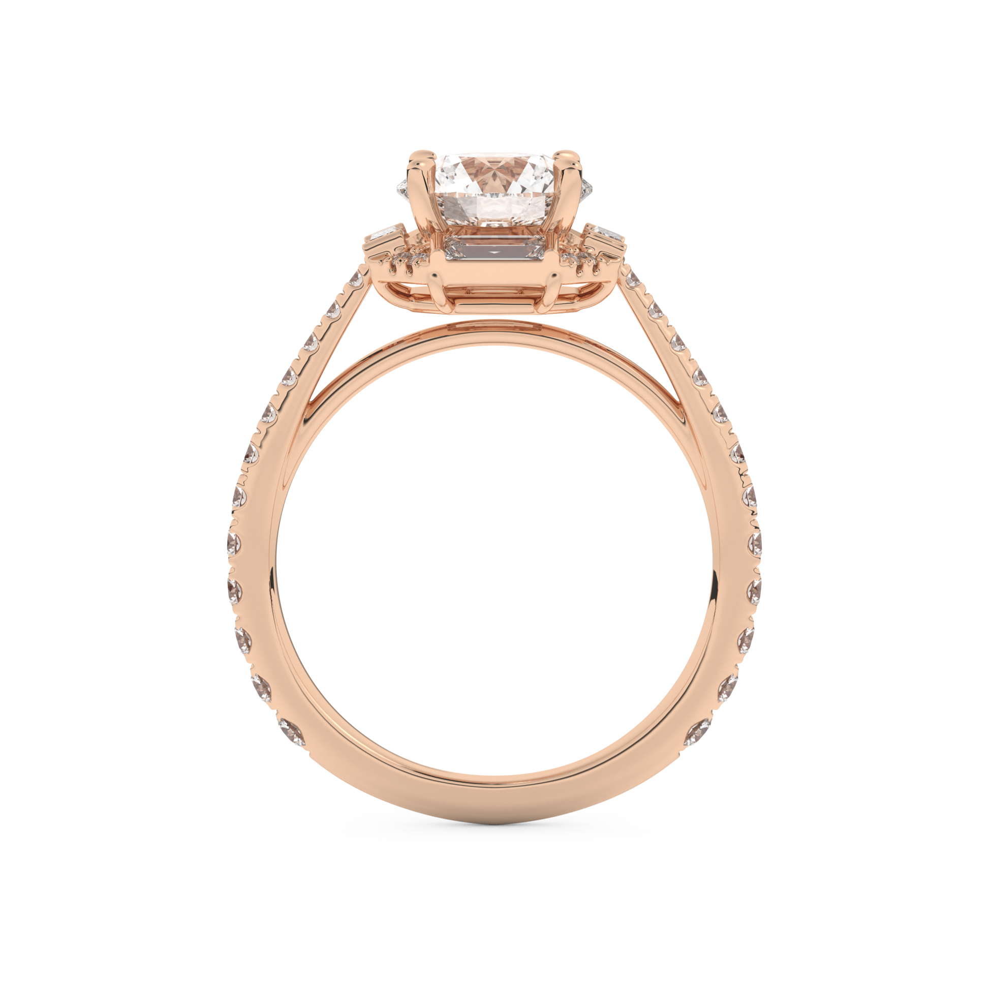 Round Cut 1.52 Carat Moissanite Ring – Cluster Setting in Gold