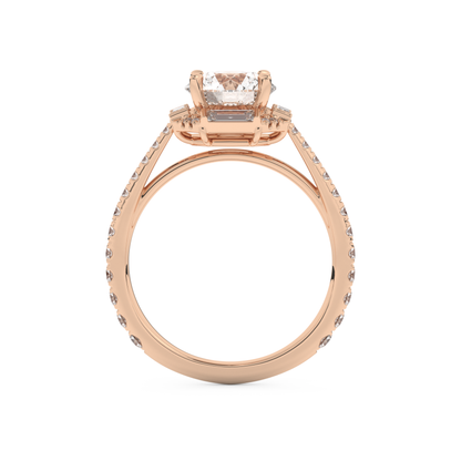 Round Cut 1.52 Carat Moissanite Ring – Cluster Setting in Gold