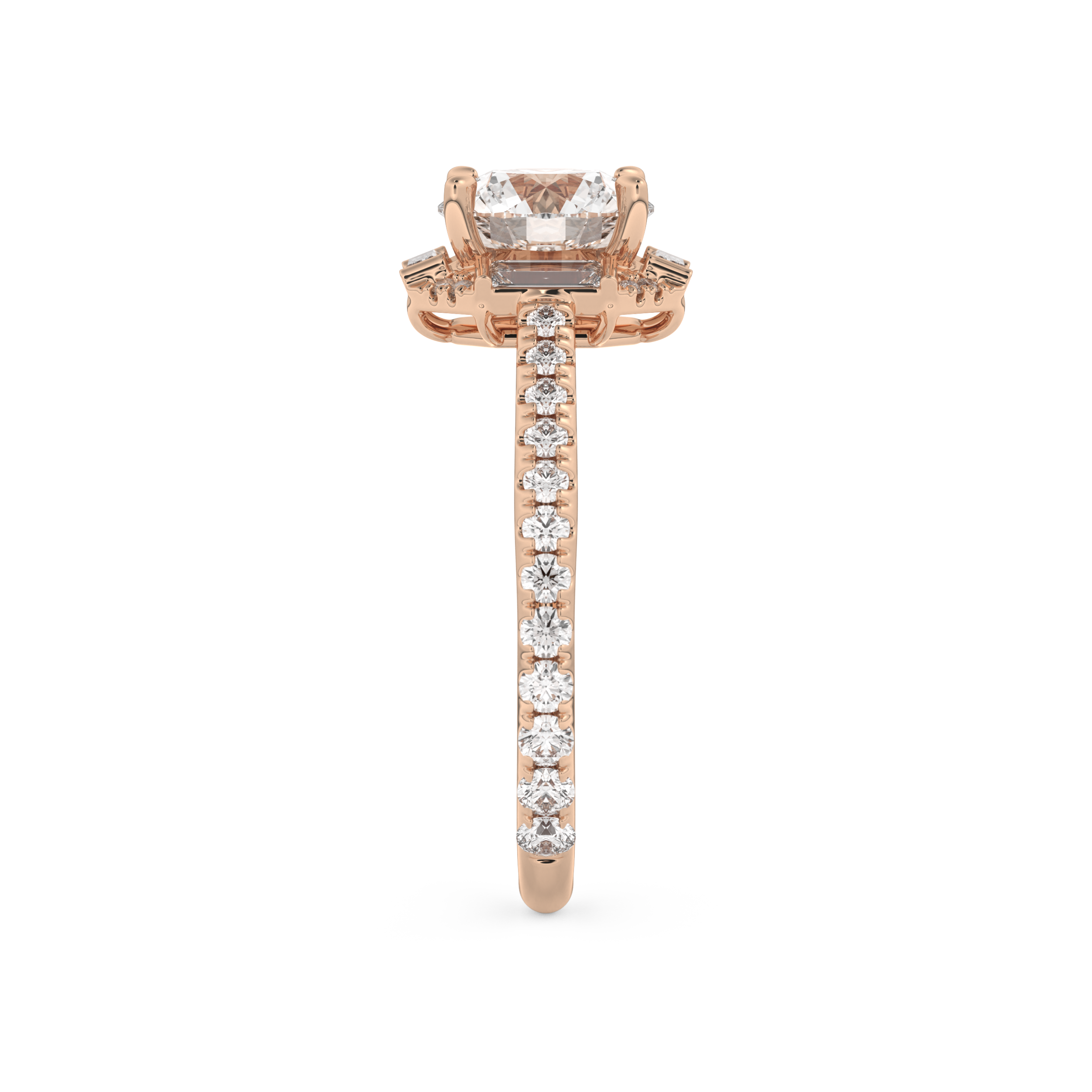 Round Cut 1.52 Carat Moissanite Ring – Cluster Setting in Gold