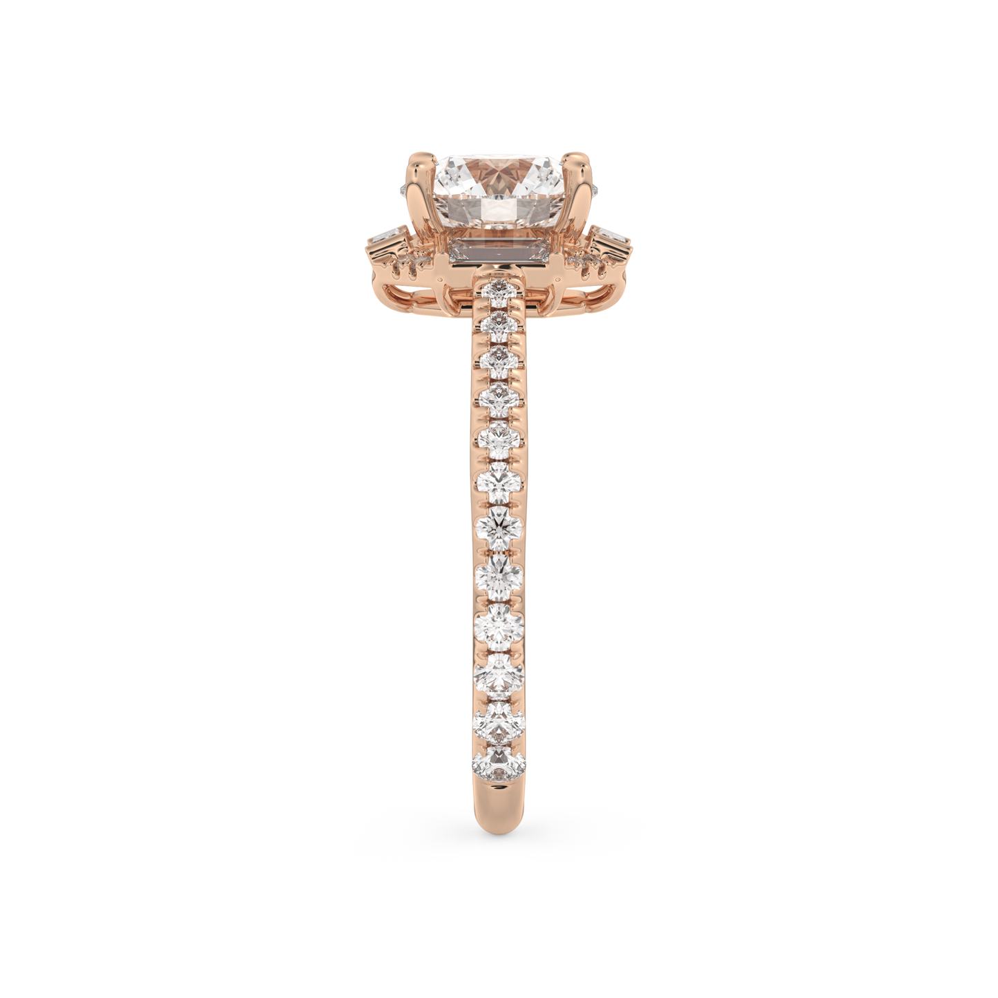 Round Cut 1.52 Carat Moissanite Ring – Cluster Setting in Gold