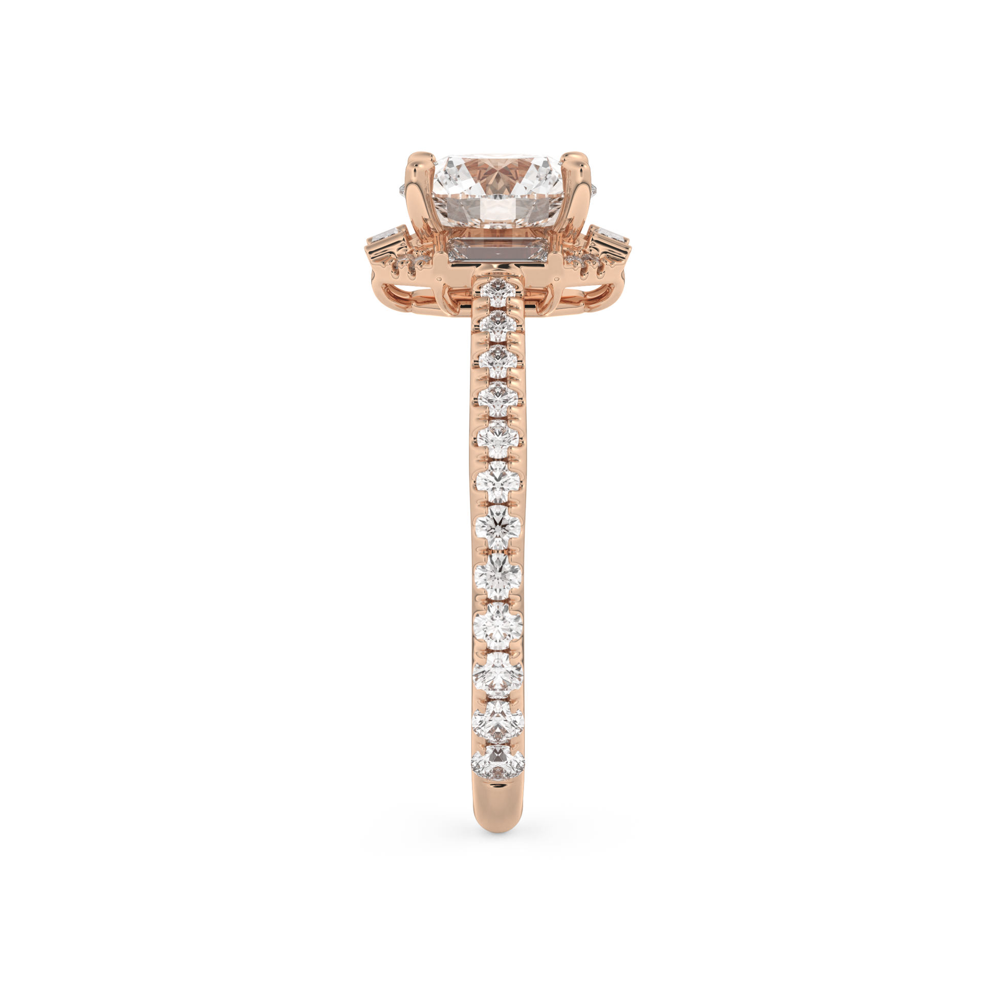 Round Cut 1.52 Carat Moissanite Ring – Cluster Setting in Gold