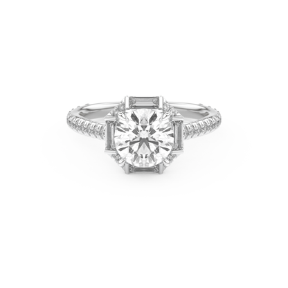 Round Cut 1.52 Carat Moissanite Ring – Cluster Setting in Gold