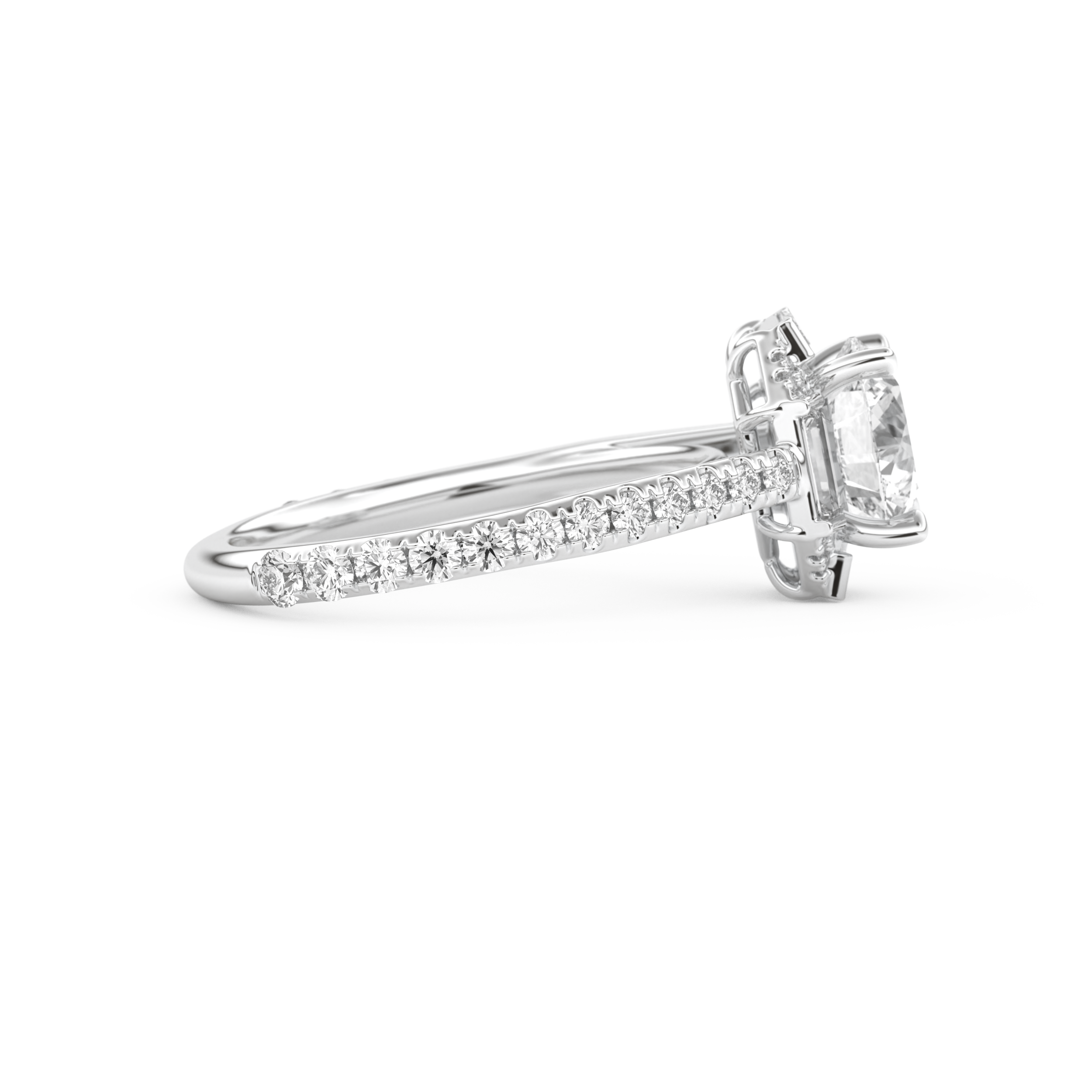 Round Cut 1.52 Carat Moissanite Ring – Cluster Setting in Gold