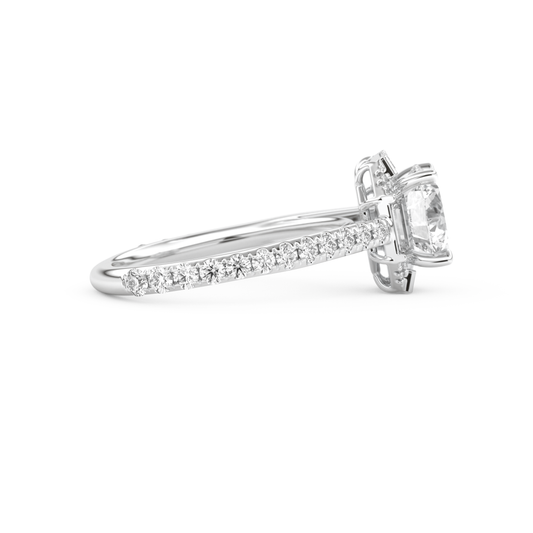 Round Cut 1.52 Carat Moissanite Ring – Cluster Setting in Gold