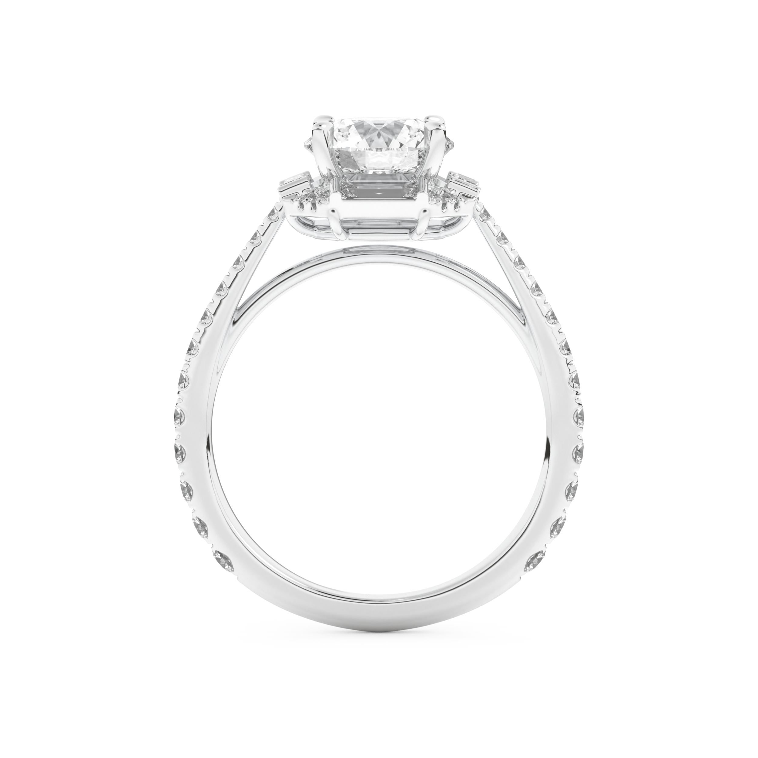 Round Cut 1.52 Carat Moissanite Ring – Cluster Setting in Gold