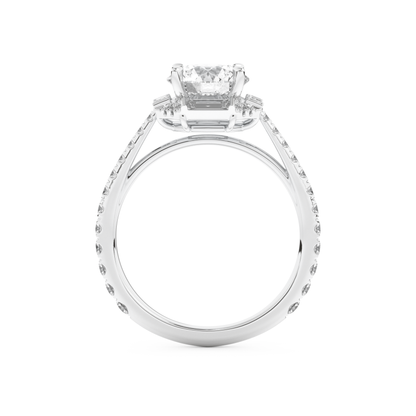 Round Cut 1.52 Carat Moissanite Ring – Cluster Setting in Gold