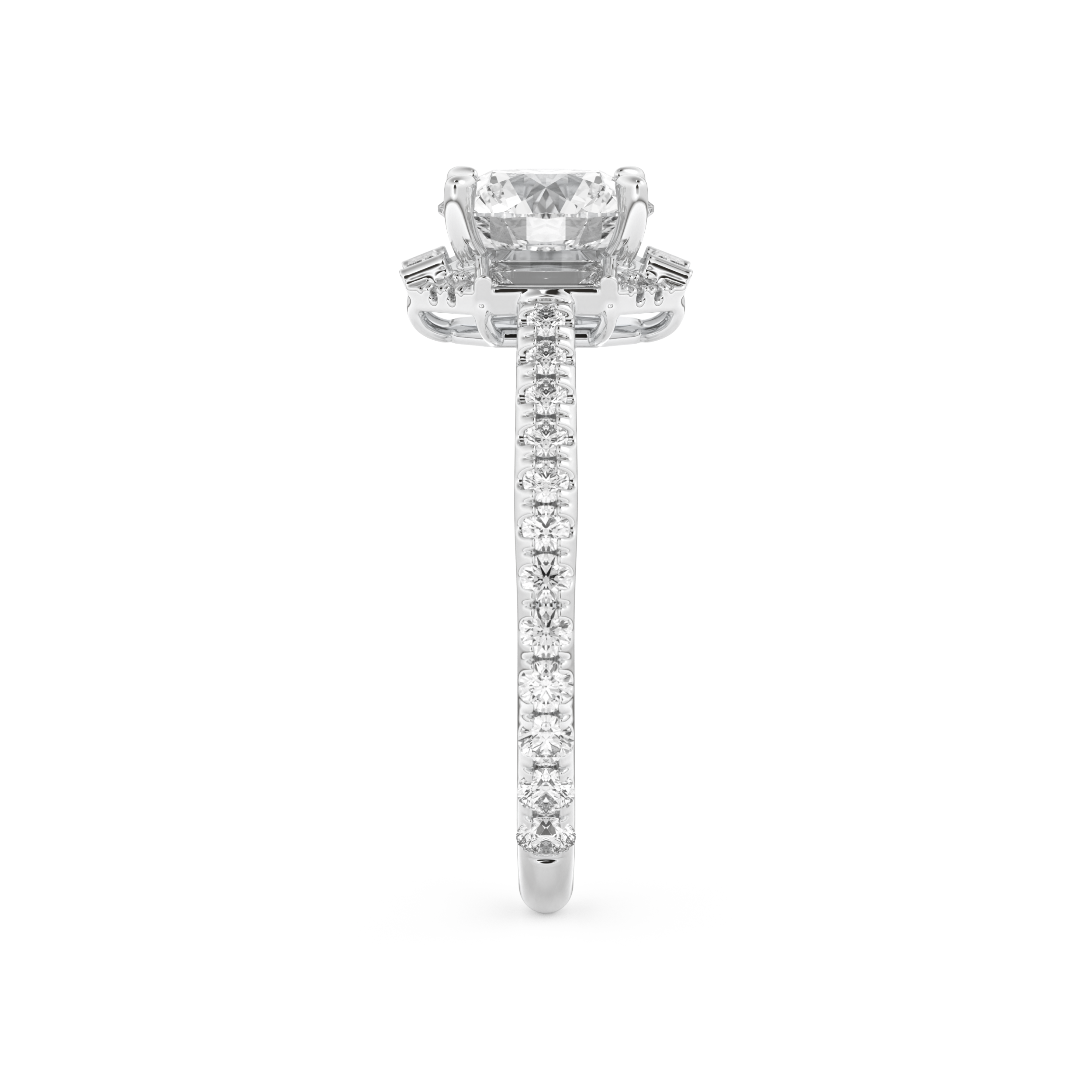 Round Cut 1.52 Carat Moissanite Ring – Cluster Setting in Gold