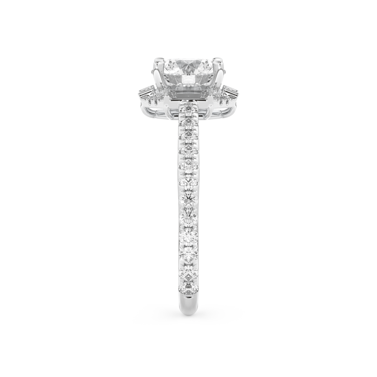 Round Cut 1.52 Carat Moissanite Ring – Cluster Setting in Gold
