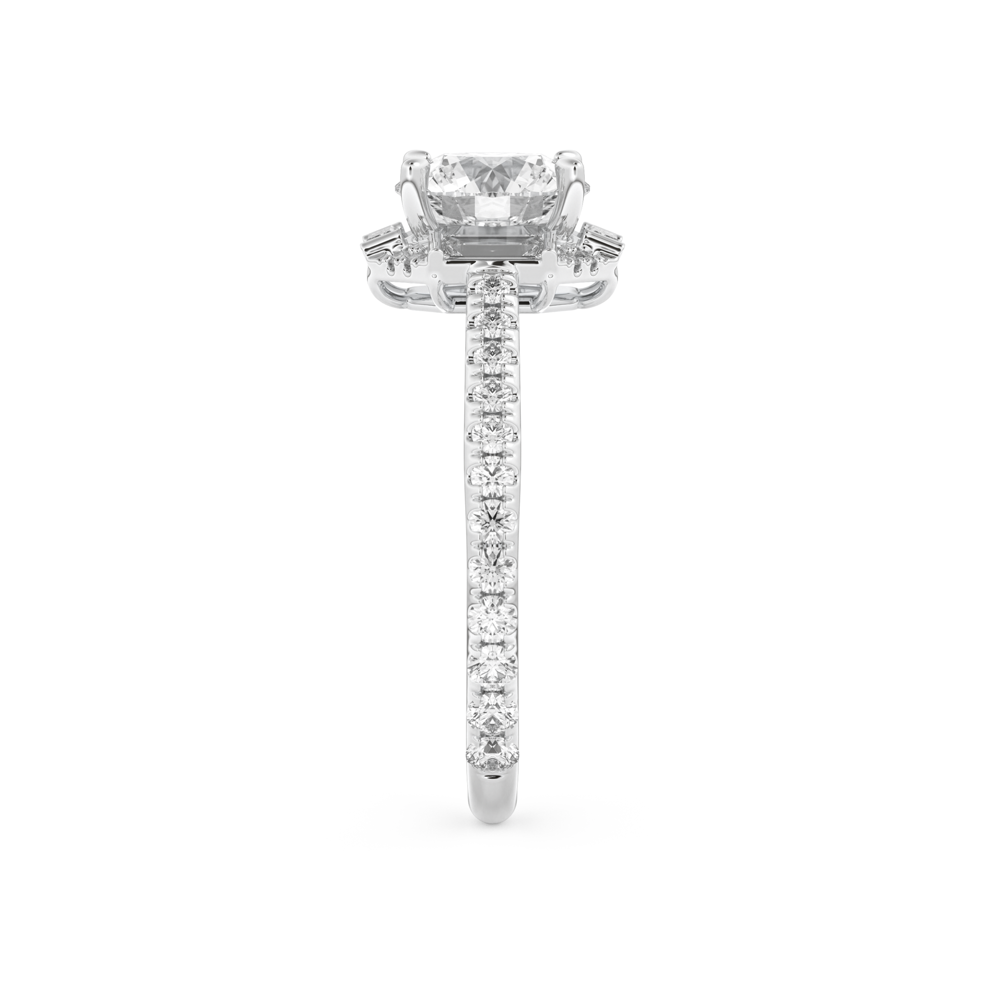 Round Cut 1.52 Carat Moissanite Ring – Cluster Setting in Gold