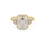 Emerald Cut 2.71 Carat Moissanite Ring – Cluster Setting in Gold