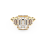 Emerald Cut 2.71 Carat Moissanite Ring – Cluster Setting in Gold