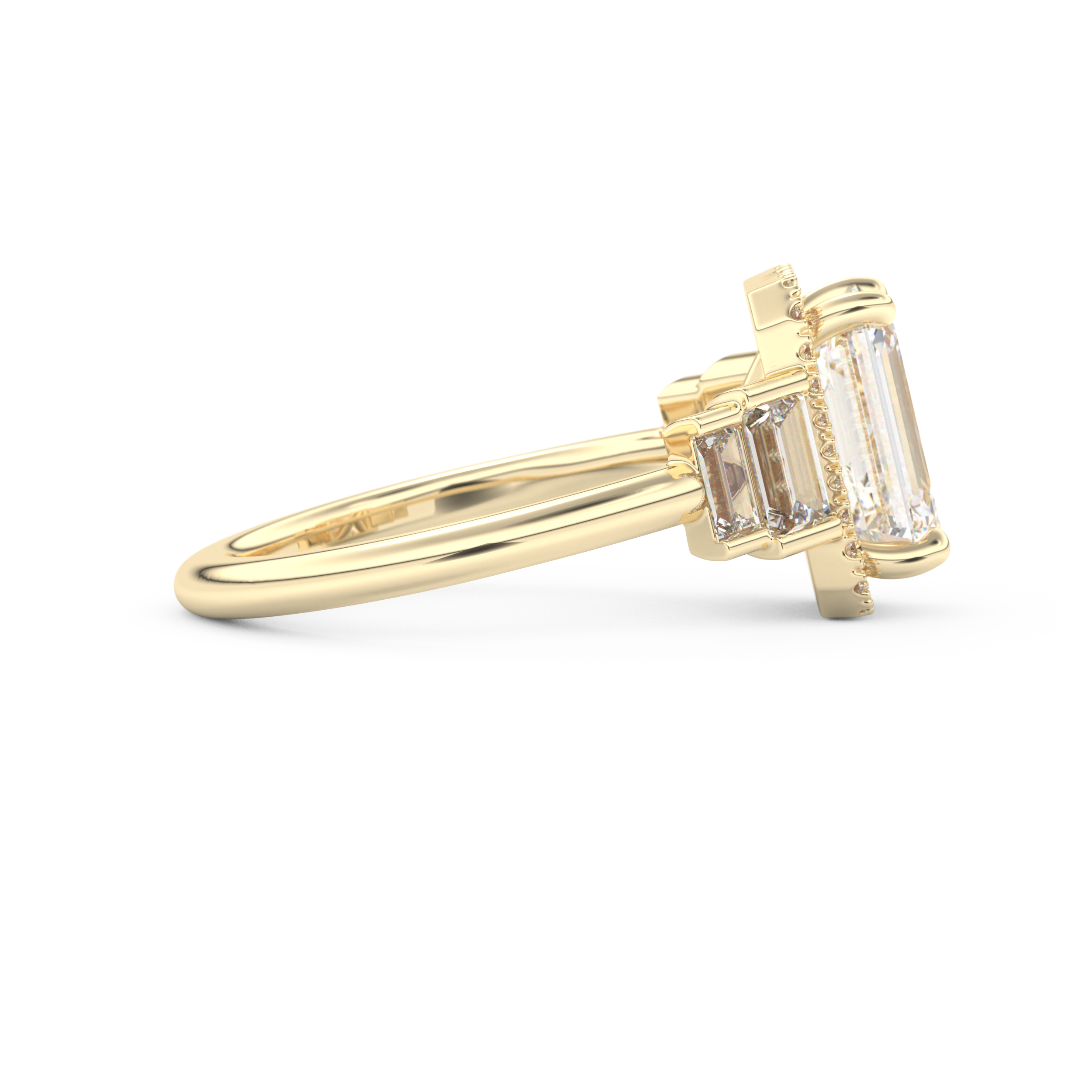 Emerald Cut 2.71 Carat Moissanite Ring – Cluster Setting in Gold