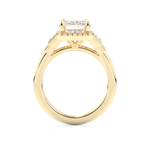 Emerald Cut 2.71 Carat Moissanite Ring – Cluster Setting in Gold