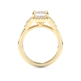 Emerald Cut 2.71 Carat Moissanite Ring – Cluster Setting in Gold
