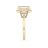 Emerald Cut 2.71 Carat Moissanite Ring – Cluster Setting in Gold