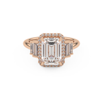 Emerald Cut 2.71 Carat Moissanite Ring – Cluster Setting in Gold