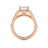 Emerald Cut 2.71 Carat Moissanite Ring – Cluster Setting in Gold
