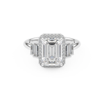 Emerald Cut 2.71 Carat Moissanite Ring – Cluster Setting in Gold