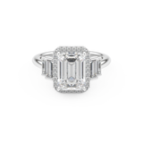 Emerald Cut 2.71 Carat Moissanite Ring – Cluster Setting in Gold