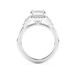 Emerald Cut 2.71 Carat Moissanite Ring – Cluster Setting in Gold