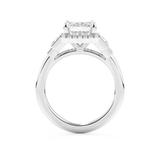 Emerald Cut 2.71 Carat Moissanite Ring – Cluster Setting in Gold
