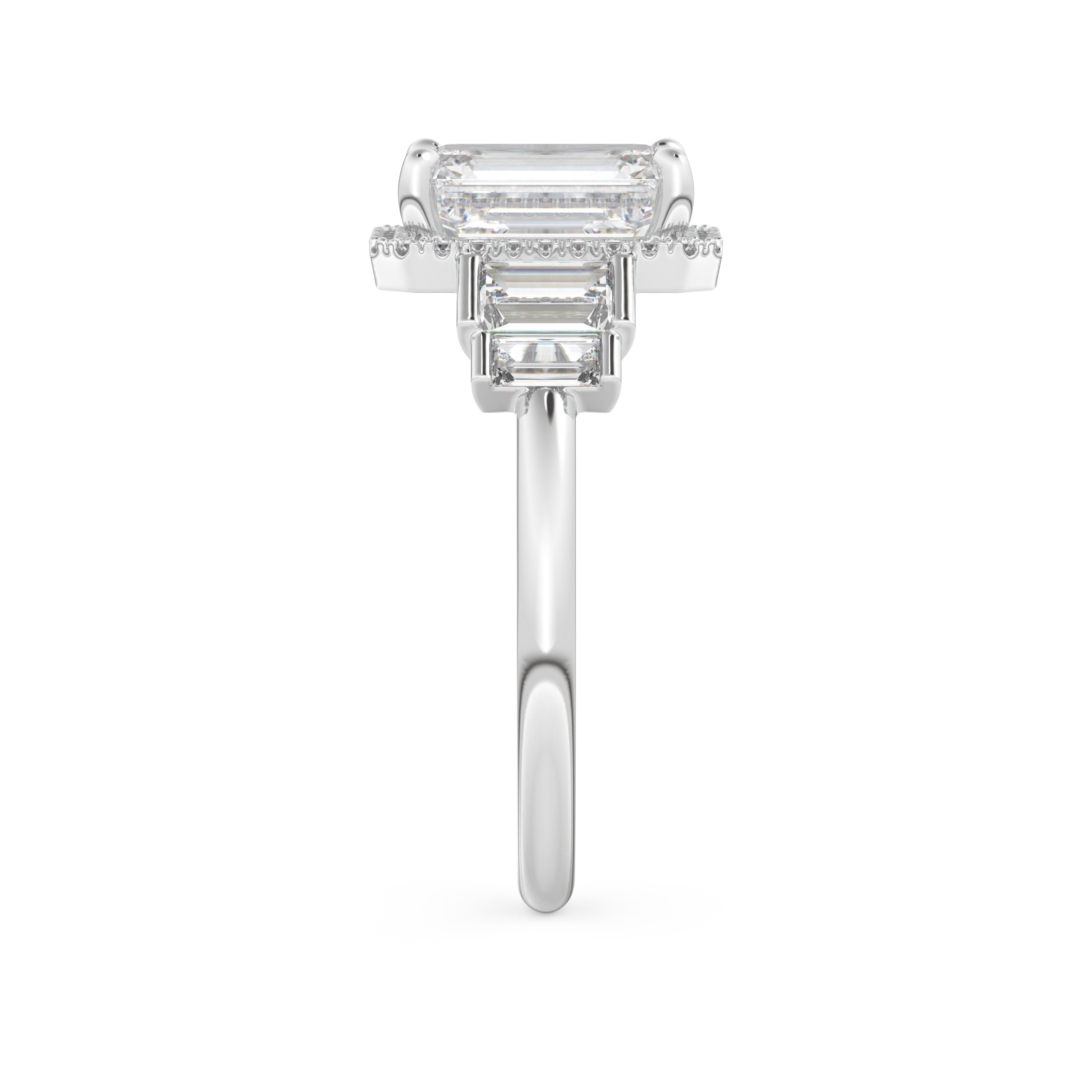 Emerald Cut 2.71 Carat Moissanite Ring – Cluster Setting in Gold