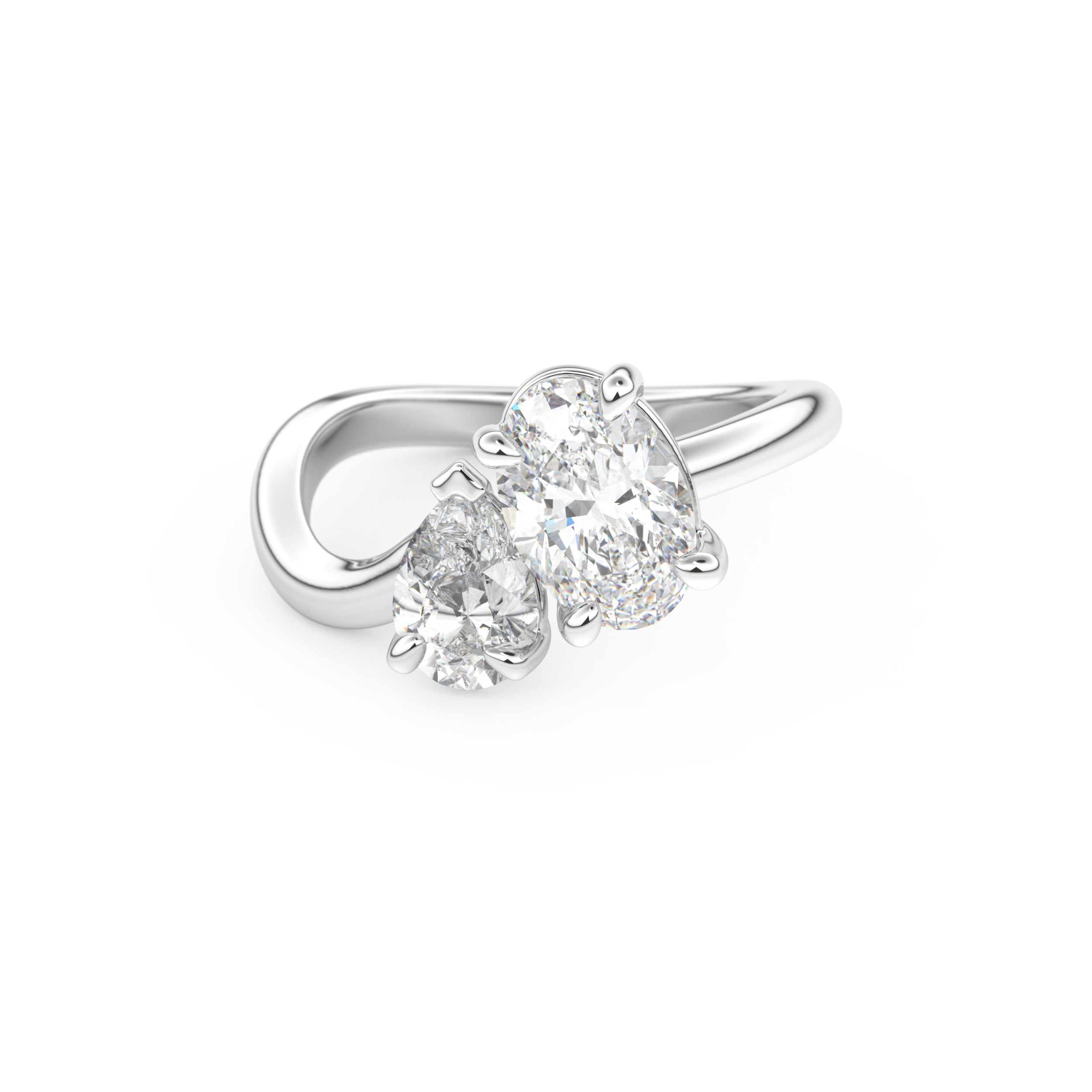 Oval Cut 2.61 Carat Moissanite Ring – Two Stones Setting in Gold