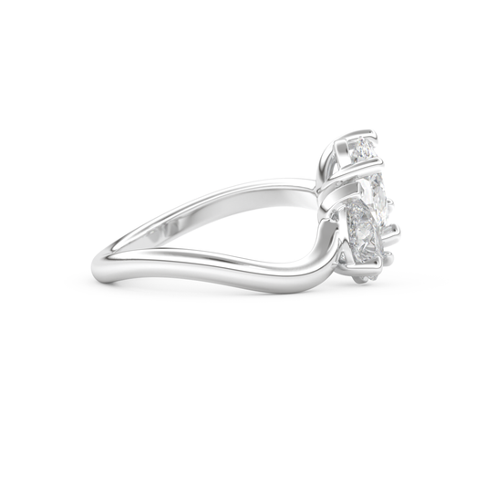 Oval Cut 2.61 Carat Moissanite Ring – Two Stones Setting in Gold