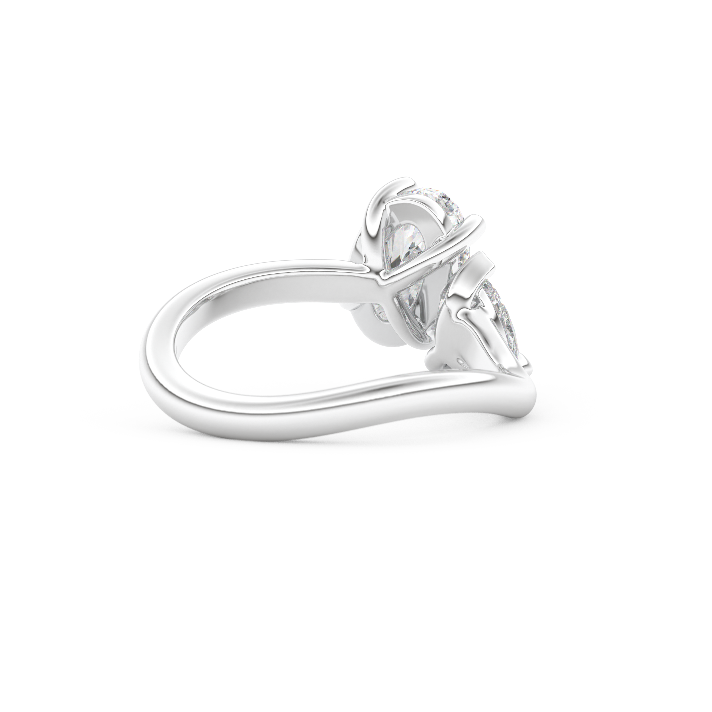 Oval Cut 2.61 Carat Moissanite Ring – Two Stones Setting in Gold