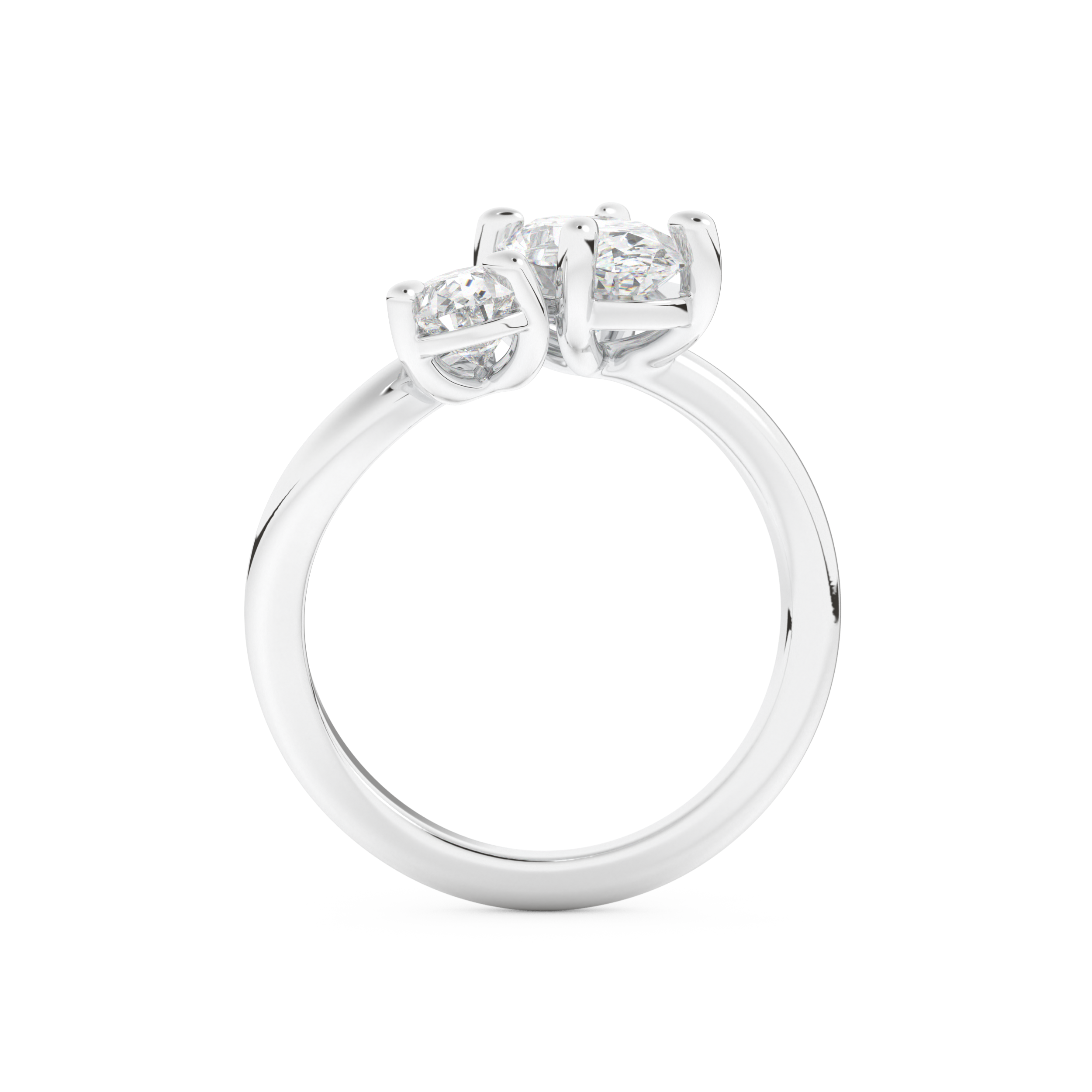 Oval Cut 2.61 Carat Moissanite Ring – Two Stones Setting in Gold