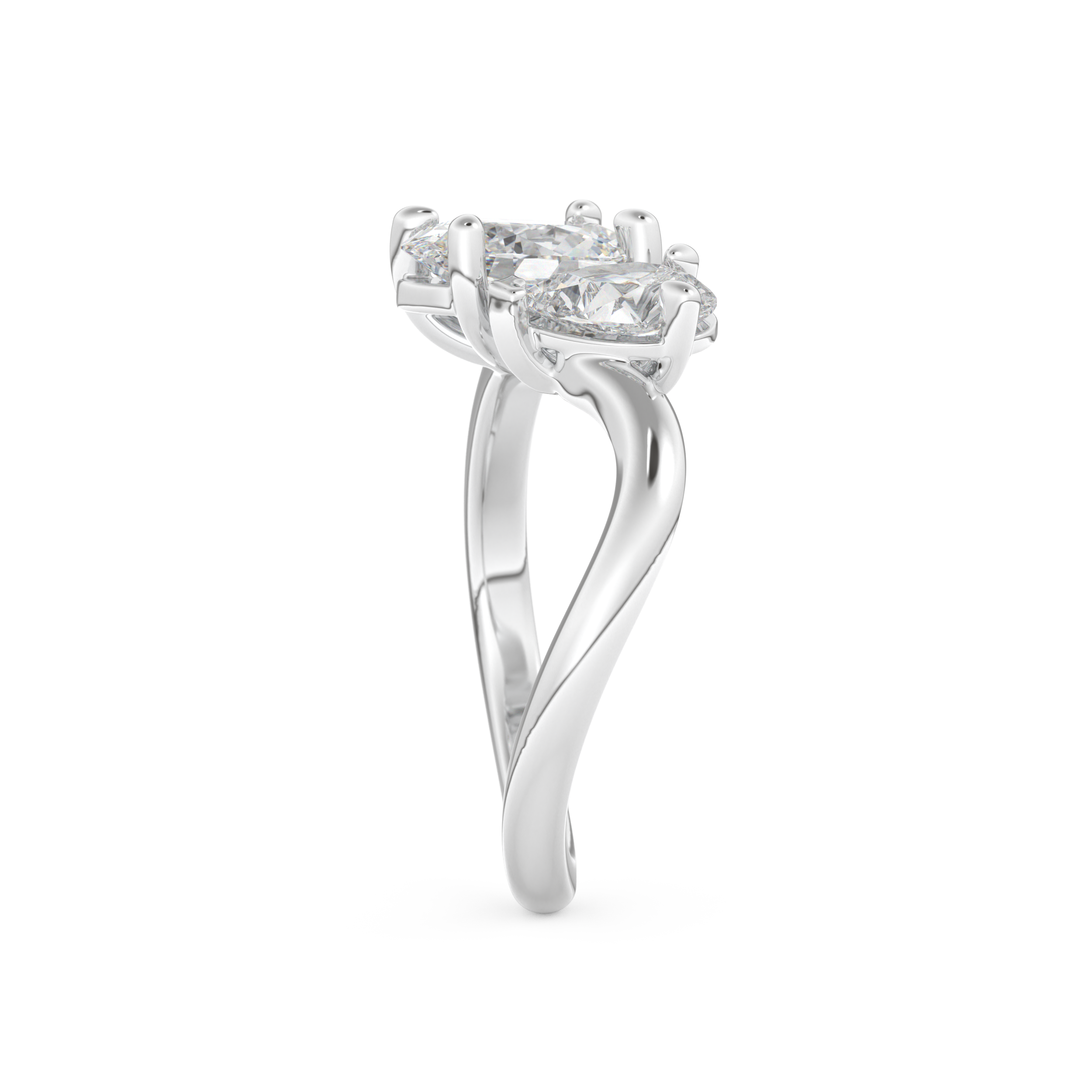 Oval Cut 2.61 Carat Moissanite Ring – Two Stones Setting in Gold