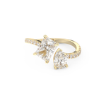 Radiant and Pear Cut 1.5 Carat Moissanite Ring – Two Stone Open Shank Setting in Gold 7