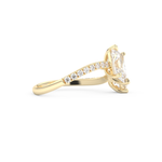 Radiant and Pear Cut 1.5 Carat Moissanite Ring – Two Stone Open Shank Setting in Gold 8