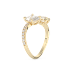 Radiant and Pear Cut 1.5 Carat Moissanite Ring – Two Stone Open Shank Setting in Gold 10