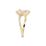 Radiant and Pear Cut 1.5 Carat Moissanite Ring – Two Stone Open Shank Setting in Gold 12