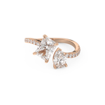 Radiant and Pear Cut 1.5 Carat Moissanite Ring – Two Stone Open Shank Setting in Gold 13
