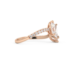 Radiant and Pear Cut 1.5 Carat Moissanite Ring – Two Stone Open Shank Setting in Gold 14