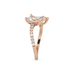 Radiant and Pear Cut 1.5 Carat Moissanite Ring – Two Stone Open Shank Setting in Gold 18