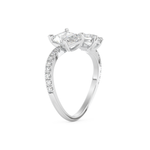 Radiant and Pear Cut 1.5 Carat Moissanite Ring – Two Stone Open Shank Setting in Gold 4