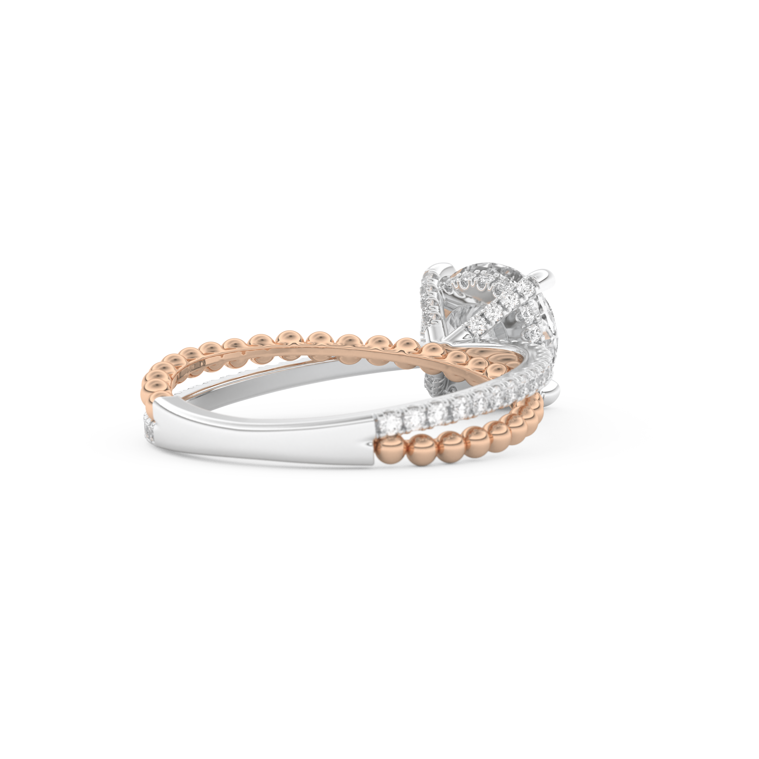 Round Cut 1.52 Carat Moissanite Ring – Pave & Split Shank Setting in Gold