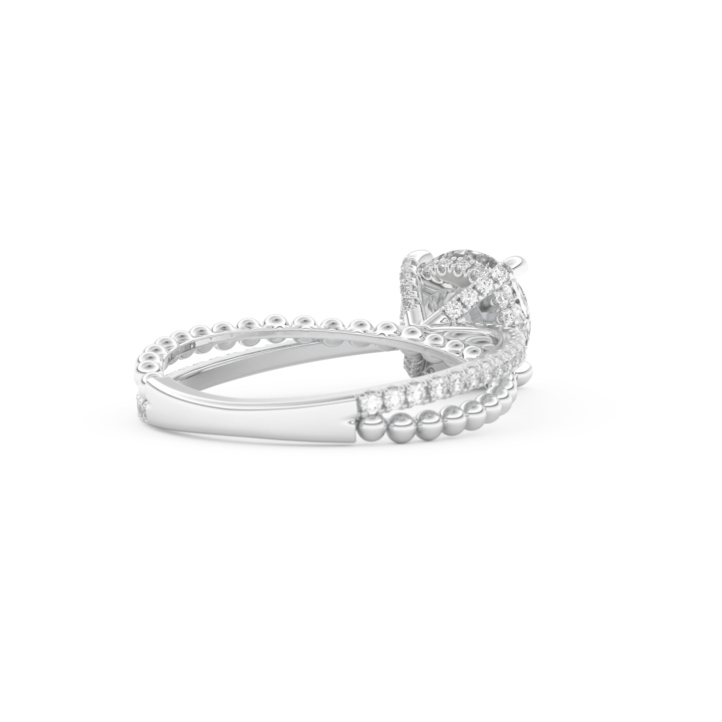 Round Cut 1.52 Carat Moissanite Ring – Pave & Split Shank Setting in Gold