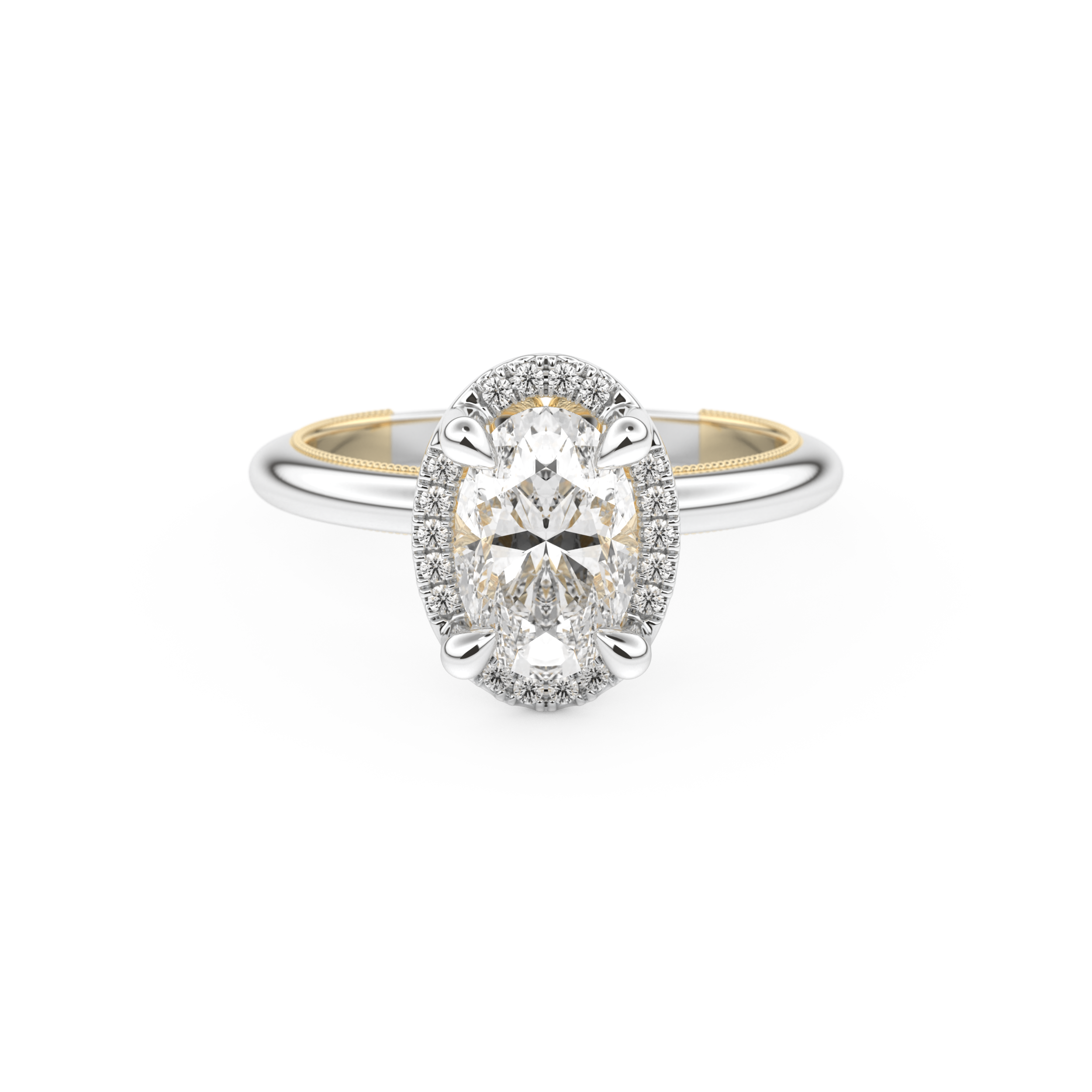 Oval Cut 1.5 Carat Moissanite Ring – Halo Setting in Gold