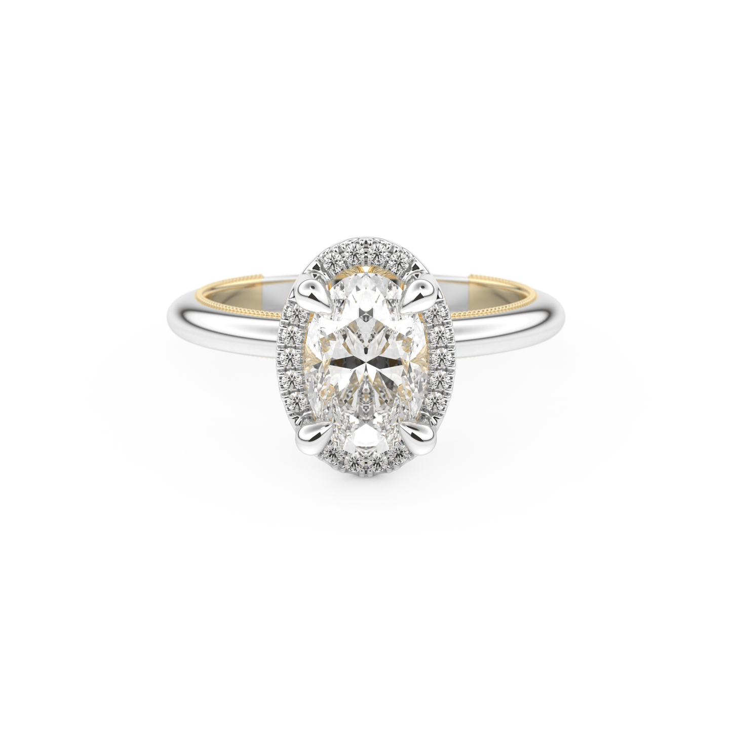 Oval Cut 1.5 Carat Moissanite Ring – Halo Setting in Gold
