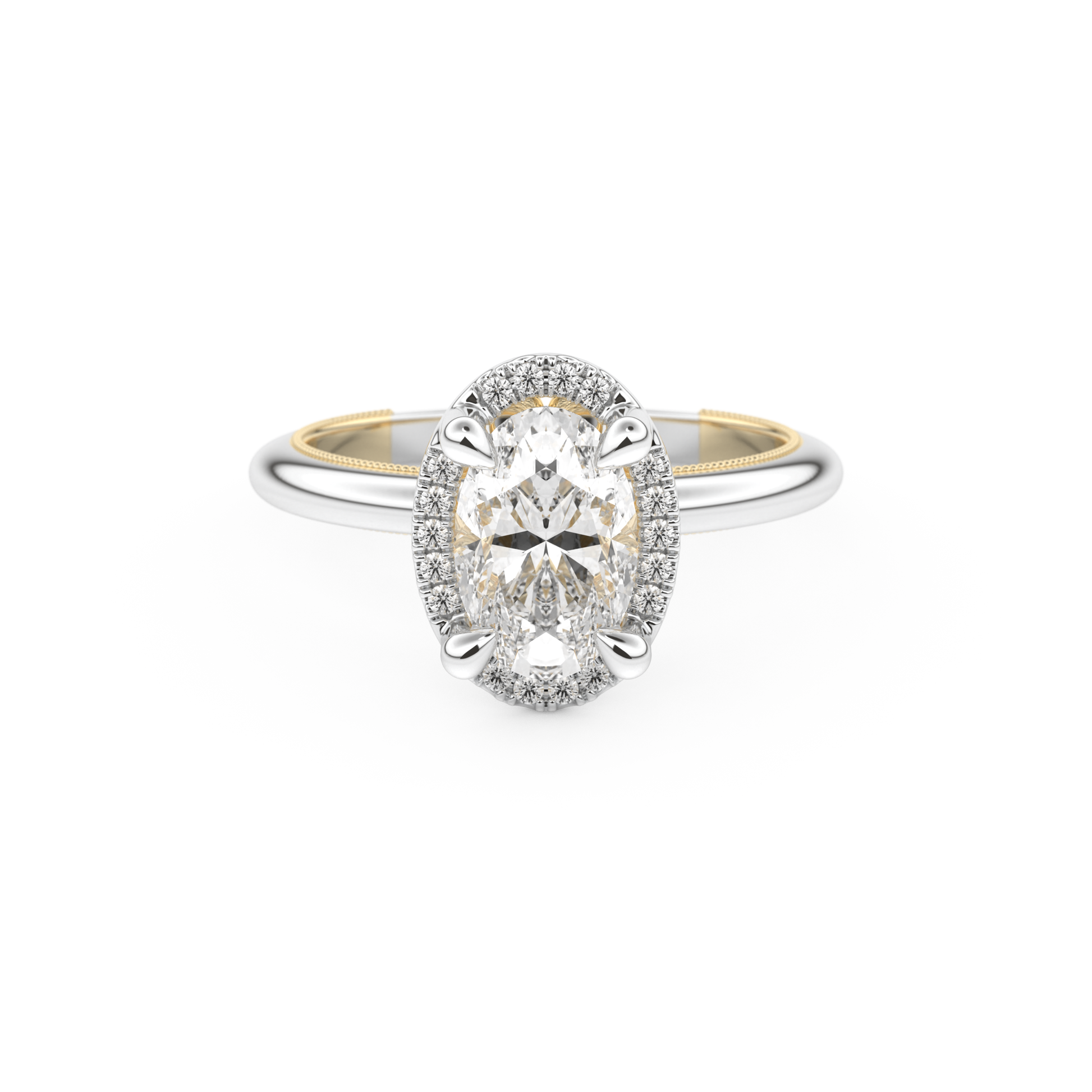 Oval Cut 1.5 Carat Moissanite Ring – Halo Setting in Gold