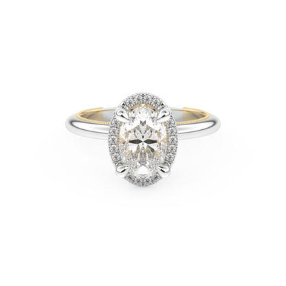 Oval Cut 1.5 Carat Moissanite Ring – Halo Setting in Gold