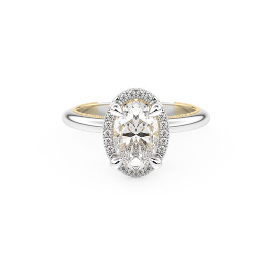 Oval Cut 1.5 Carat Moissanite Ring – Halo Setting in Gold