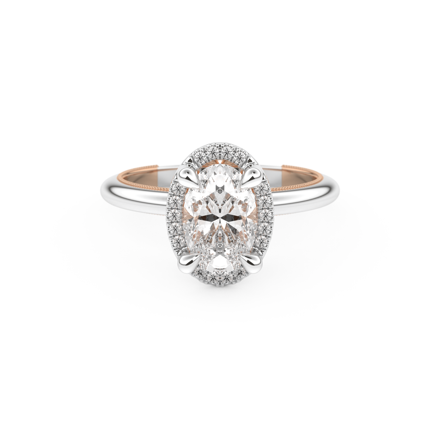 Oval Cut 1.5 Carat Moissanite Ring – Halo Setting in Gold