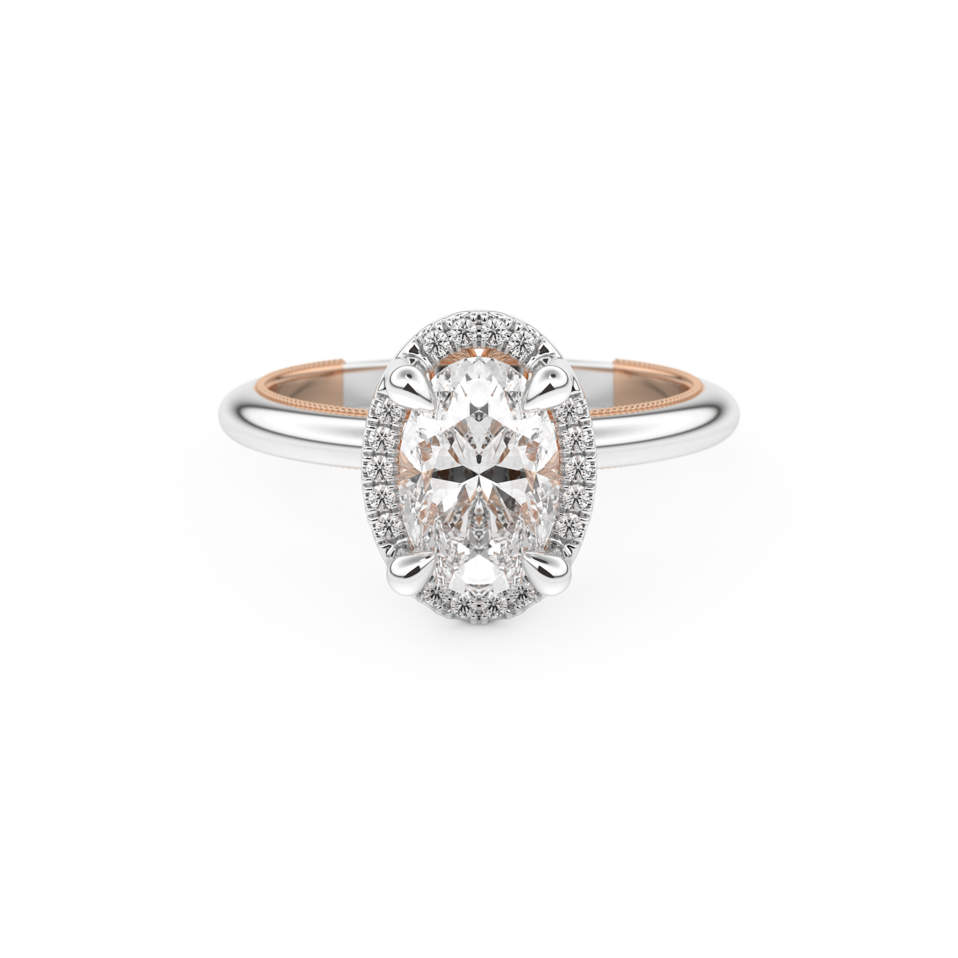 Oval Cut 1.5 Carat Moissanite Ring – Halo Setting in Gold