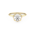 Round Cut 1.5 Carat Bezel Moissanite Solitaire Ring – Pave Setting in Gold 7